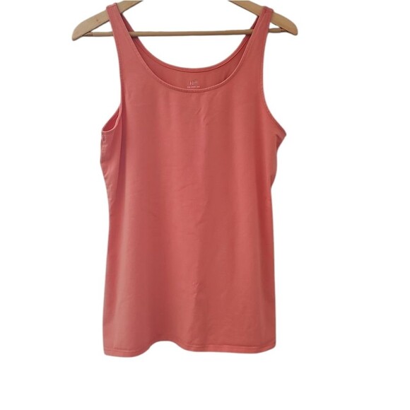 J. Jill Long Perfect Tank Coral Sz L Sleeveless Stretch Cotton Blend Minimalist - Picture 2 of 9